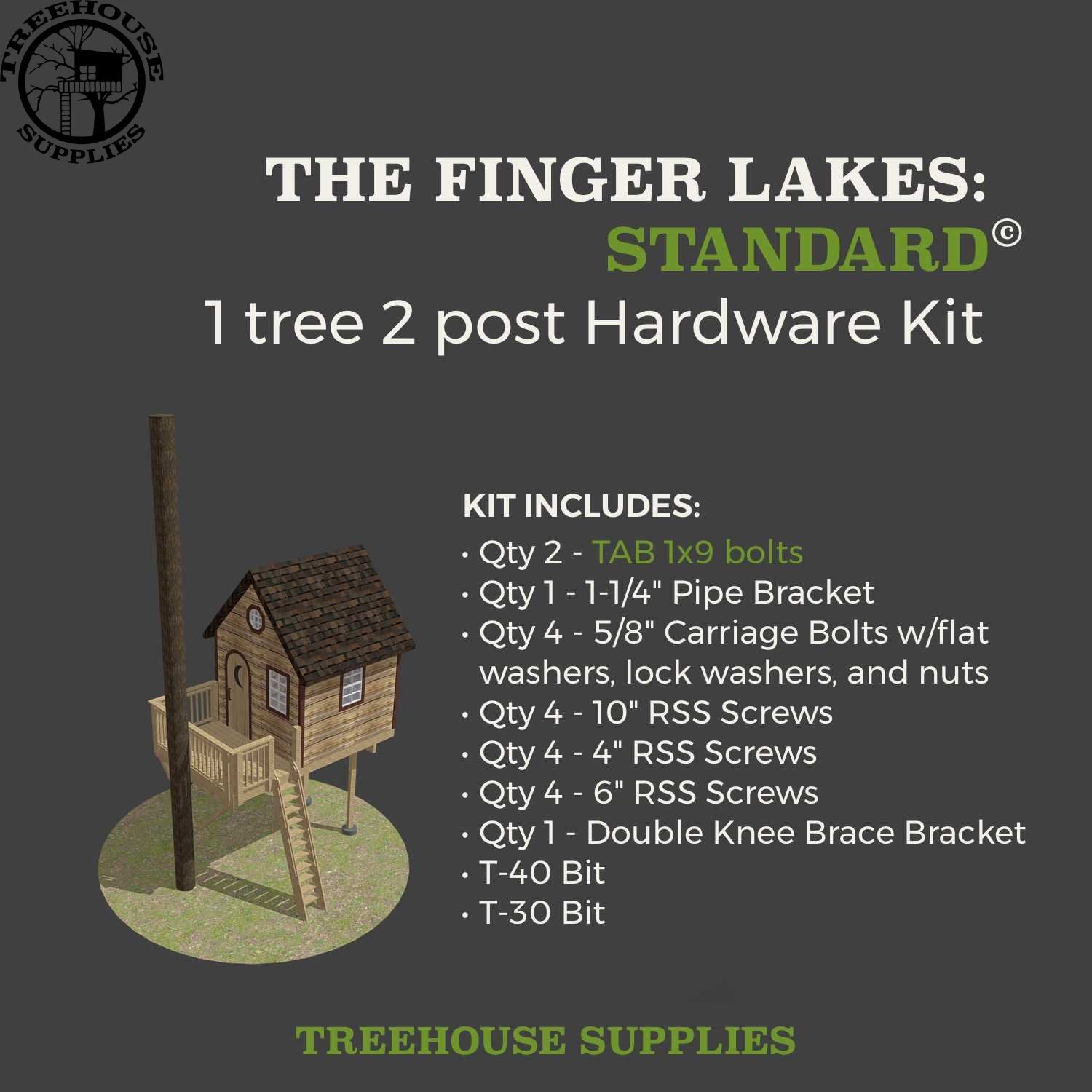 Treehouse Supplies THE FINGER LAKES: SMALL © 1 tree 2 post hardware kit 
