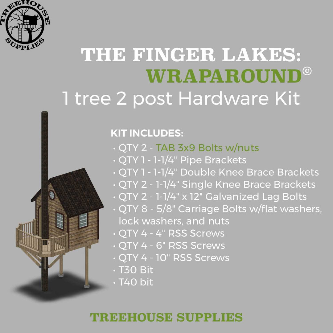 Single Tree Hardware One Tree 2 post 12'x14' Standard Treehouse Kit | TAB | Treehouse Bolts ...