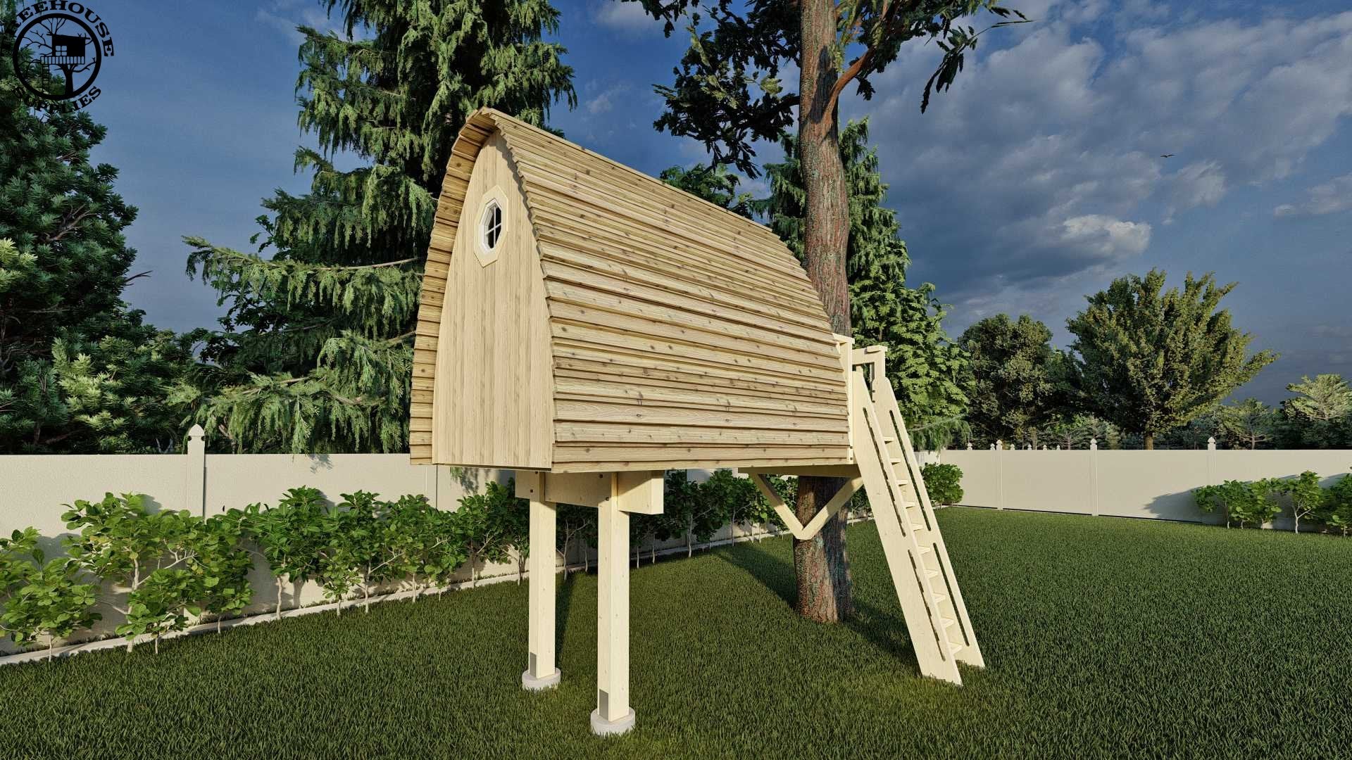 Treehouse Supplies THE HOBBIT HOUSE © 1 Tree 2 Post Treehouse Plan 