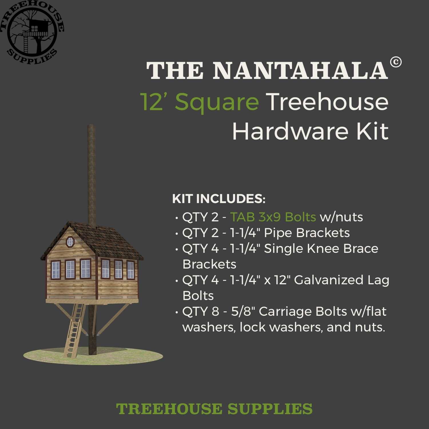 Treehouse Essentials 10' Square Treehouse Kit | TAB | Treehouse Bolts & Hardware – Treehouse ...