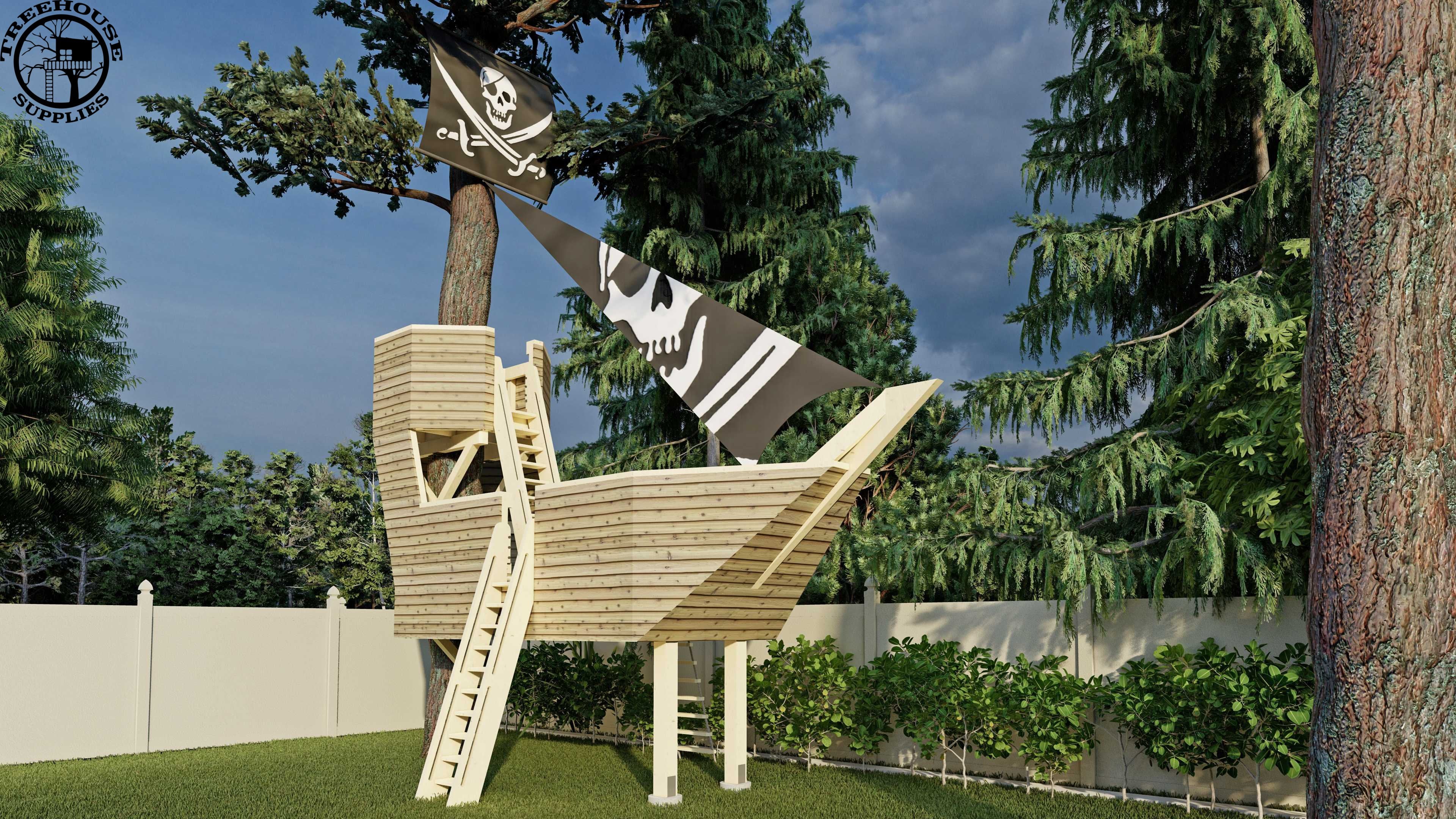 Treehouse Supplies THE PIRATE SHIP  © 1 Tree 2 Post Treehouse Plan 