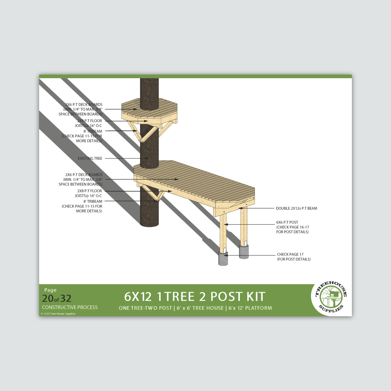 Treehouse Posts The TimberElf © 1 tree 2 post Treehouse Plans – Treehouse Supplies