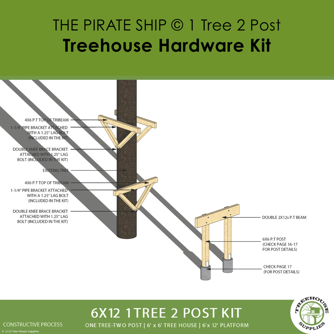 THE PIRATE SHIP 1 Tree 2 Post Treehouse Hardware Kit | Backyard ...