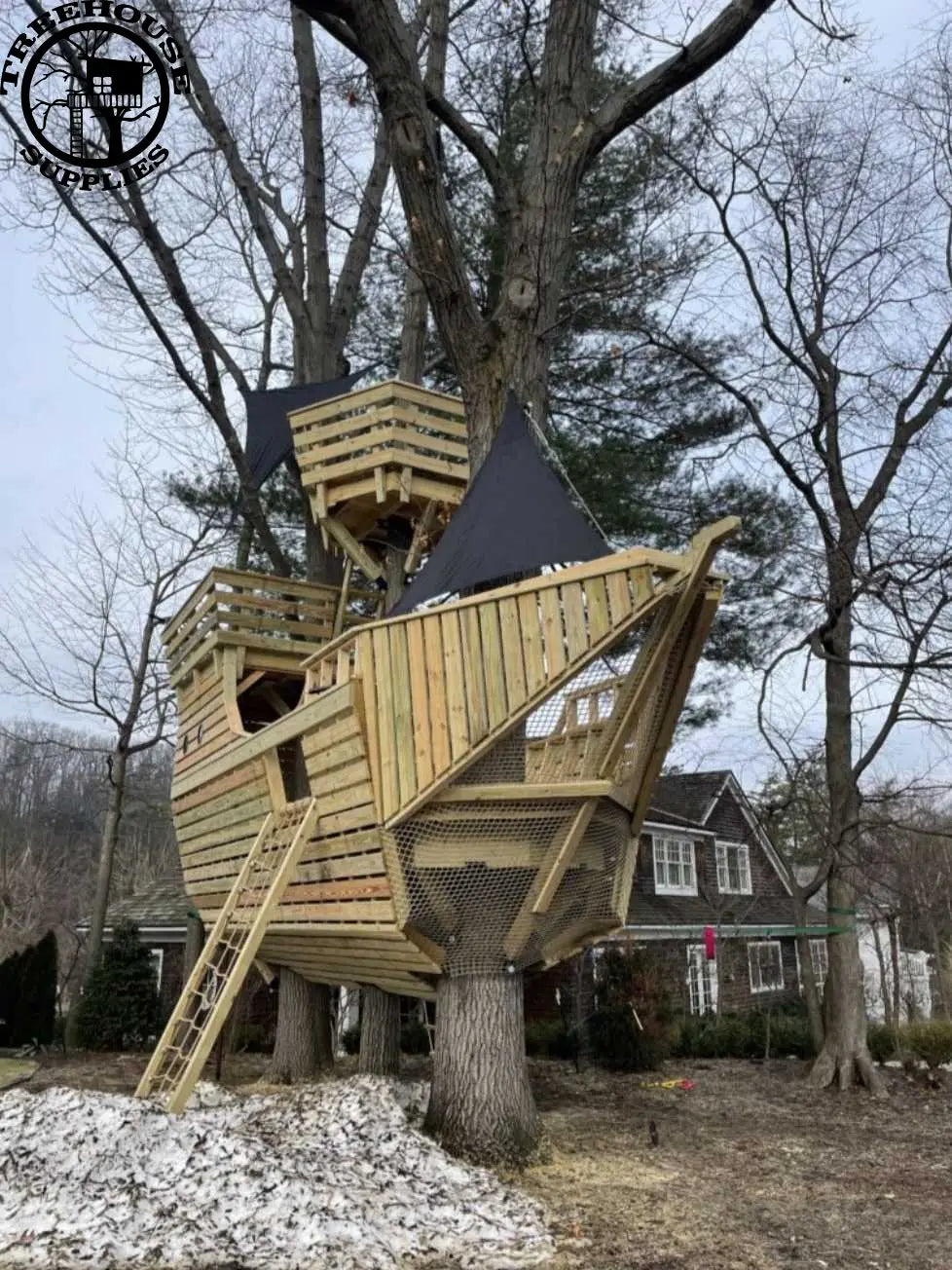 The Pirate Ship 1 Tree 2 Post Treehouse Hardware Kit | Backyard Playground Treehouse Kits