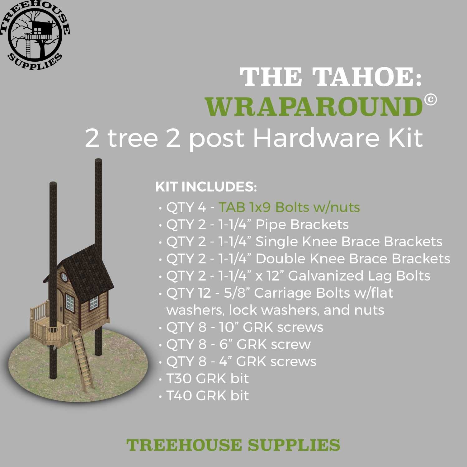 Treehouse Supplies THE TAHOE: WRAPAROUND © Rectangular Treehouse Hardware Kit 