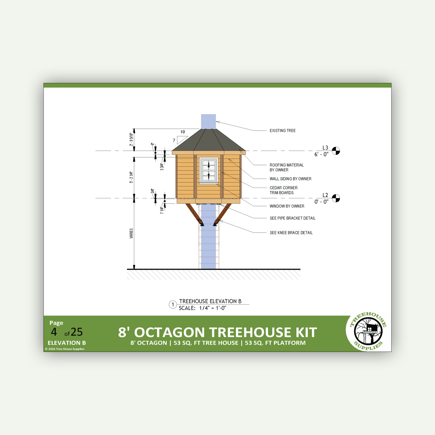 THE WHITE RIVER © : 8' Octagon Treehouse Plan