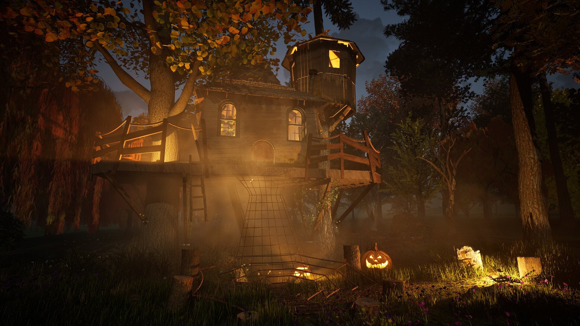 THE CROOKED TOWER  ©  - Two Tree Halloween Treehouse Plan