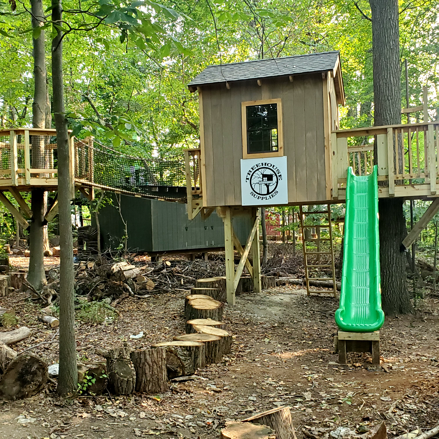 Metal Slide For Treehouse Multi-Deck Fantasy Treehouse Swing Set