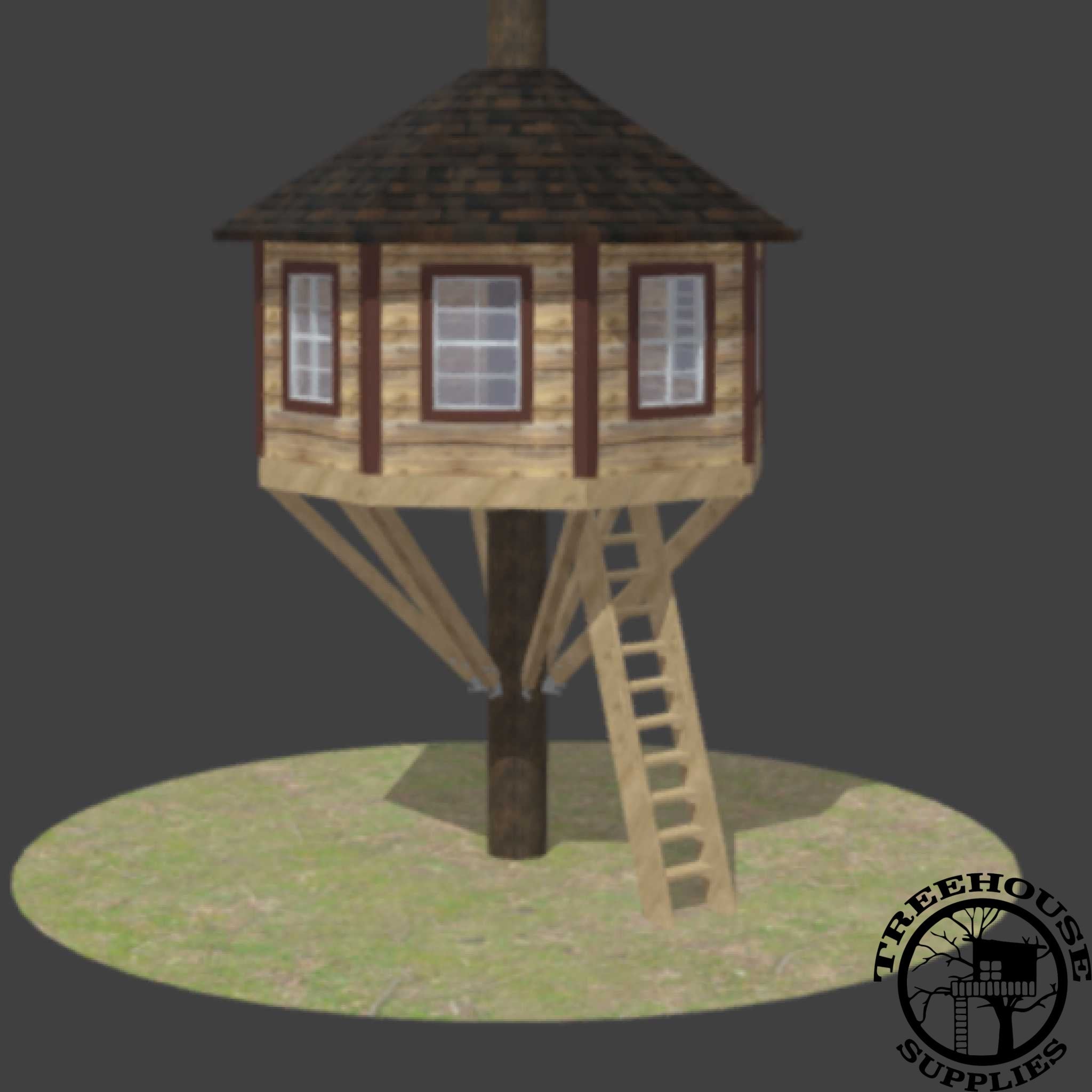 16' DIAMETER OCTAGONAL TREEHOUSE PLAN - NOW INCLUDES STEP-BY-STEP 3D MODELING!! - Treehouse Supplies