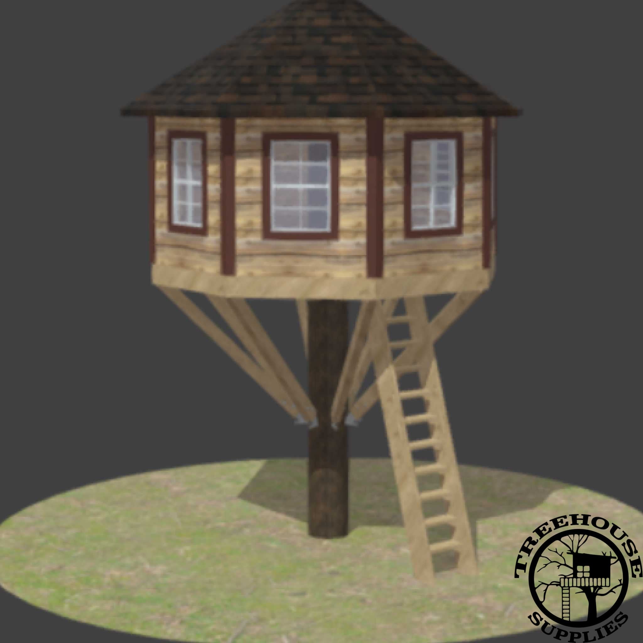 8' DIAMETER OCTAGONAL TREEHOUSE PLAN - NOW INCLUDES STEP-BY-STEP 3D MODELING!! - Treehouse Supplies