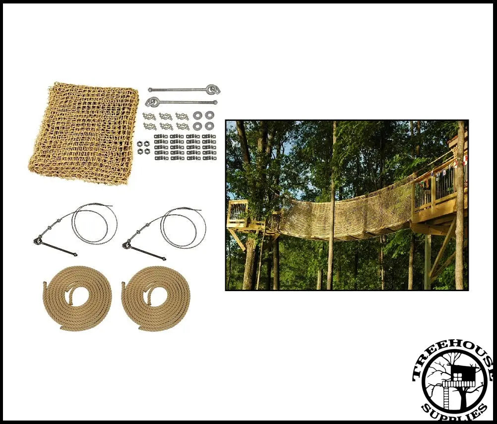 ROPE BRIDGE KIT - DELUXE 1/2" CABLE- 32' to 75' - Treehouse Supplies