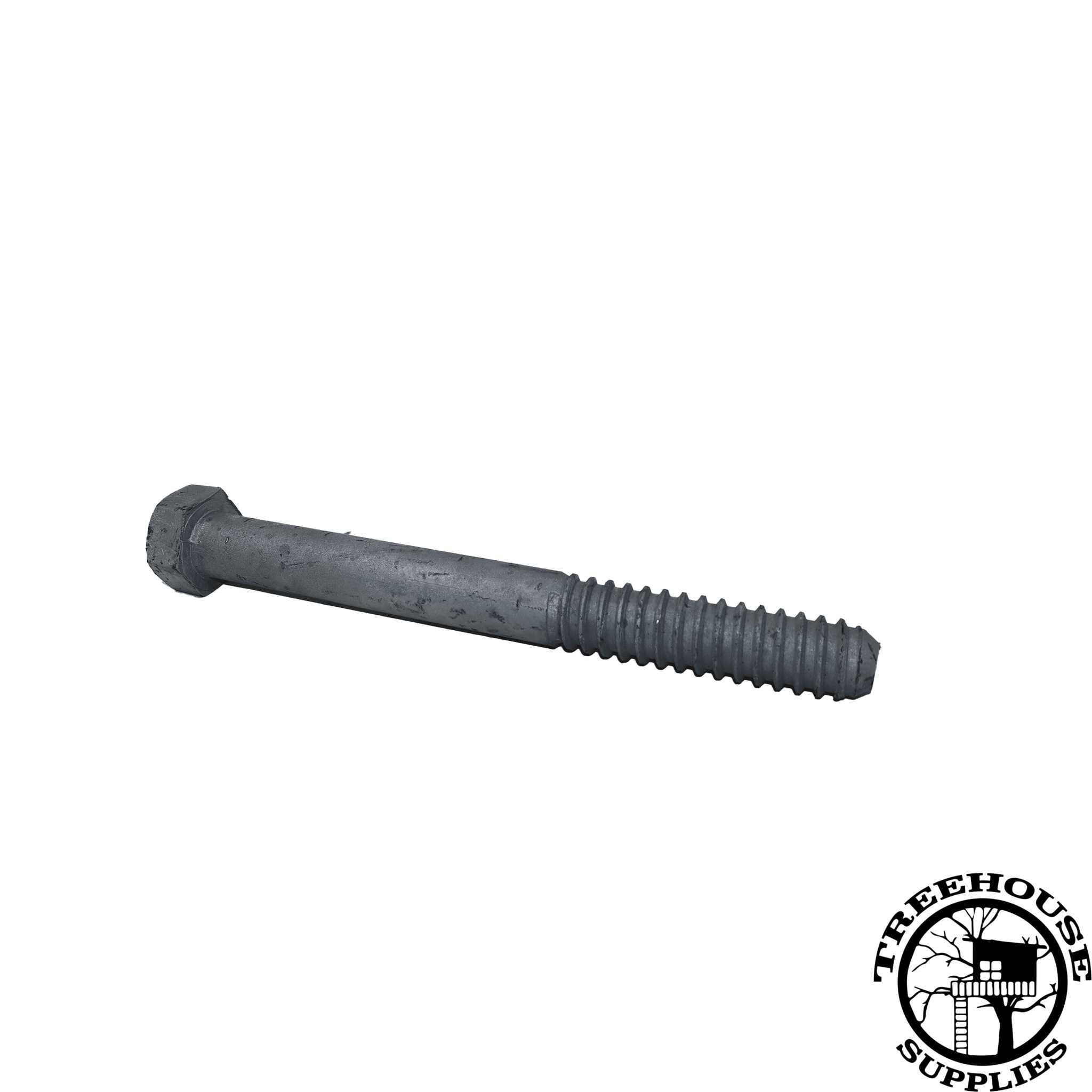 Overhead view of a 1-1/4" X 12" Lag Bolt. White Background.